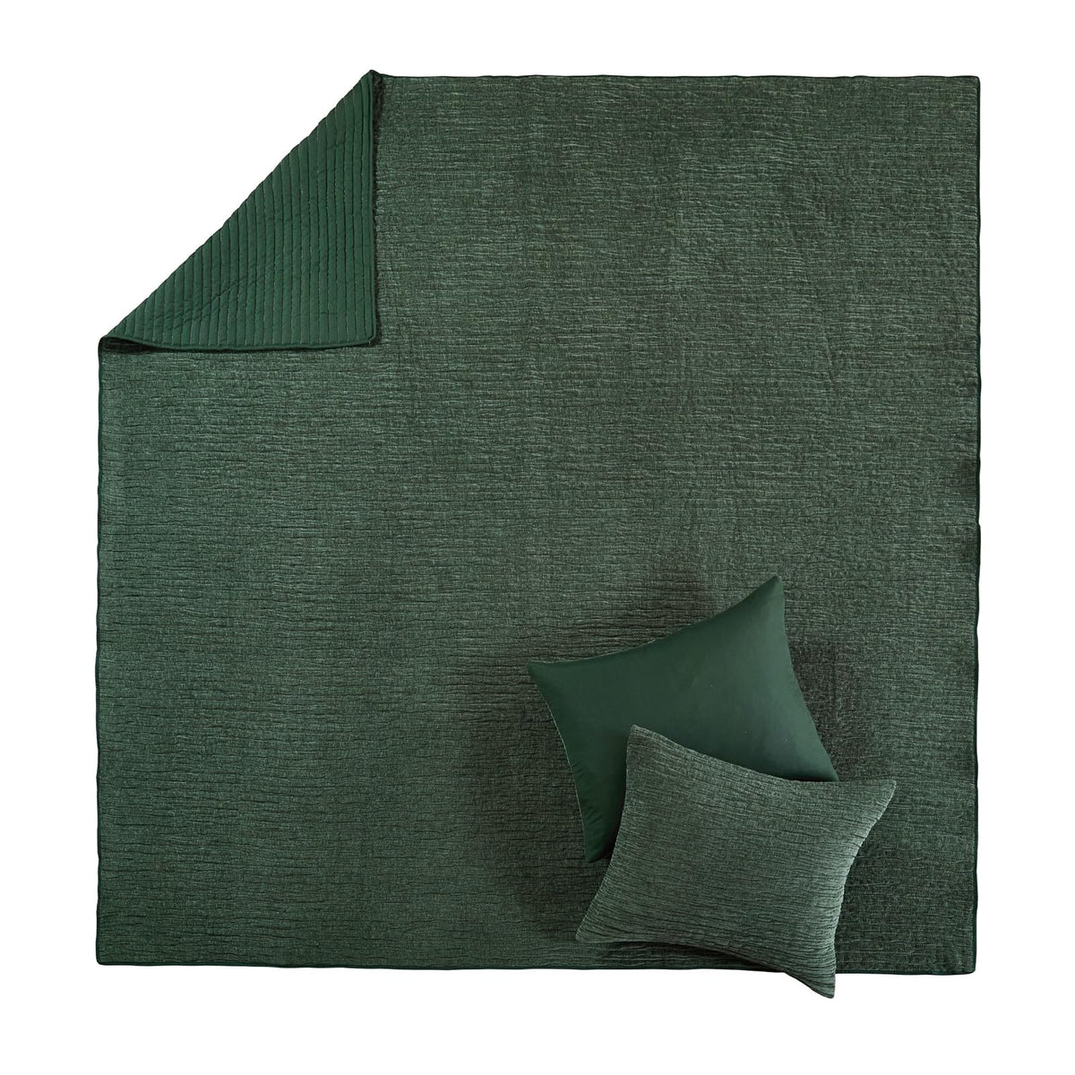 Greenland Home Velvet Crush - Juego de Colcha de Felpa Chenilla Texturizada, Edredón Acolchado, Ropa de Cama, 2 Piezas, Tamaño Individual, Bosque Verde