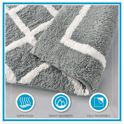 Madison Park Bittman - Alfombra de baño Reversible de Microfibra de Alta Calidad, 24 x 60 Pulgadas, Color Azul