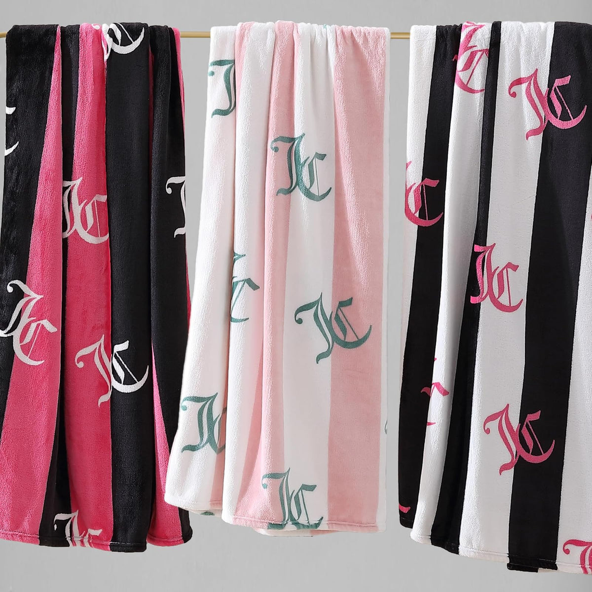Juicy Couture Cabana - Manta de Felpa de Felpa a Rayas de 50 x 70 Pulgadas, Lujosa Manta de Felpa de Microfibra para máxima Comodidad y Calidez acogedora