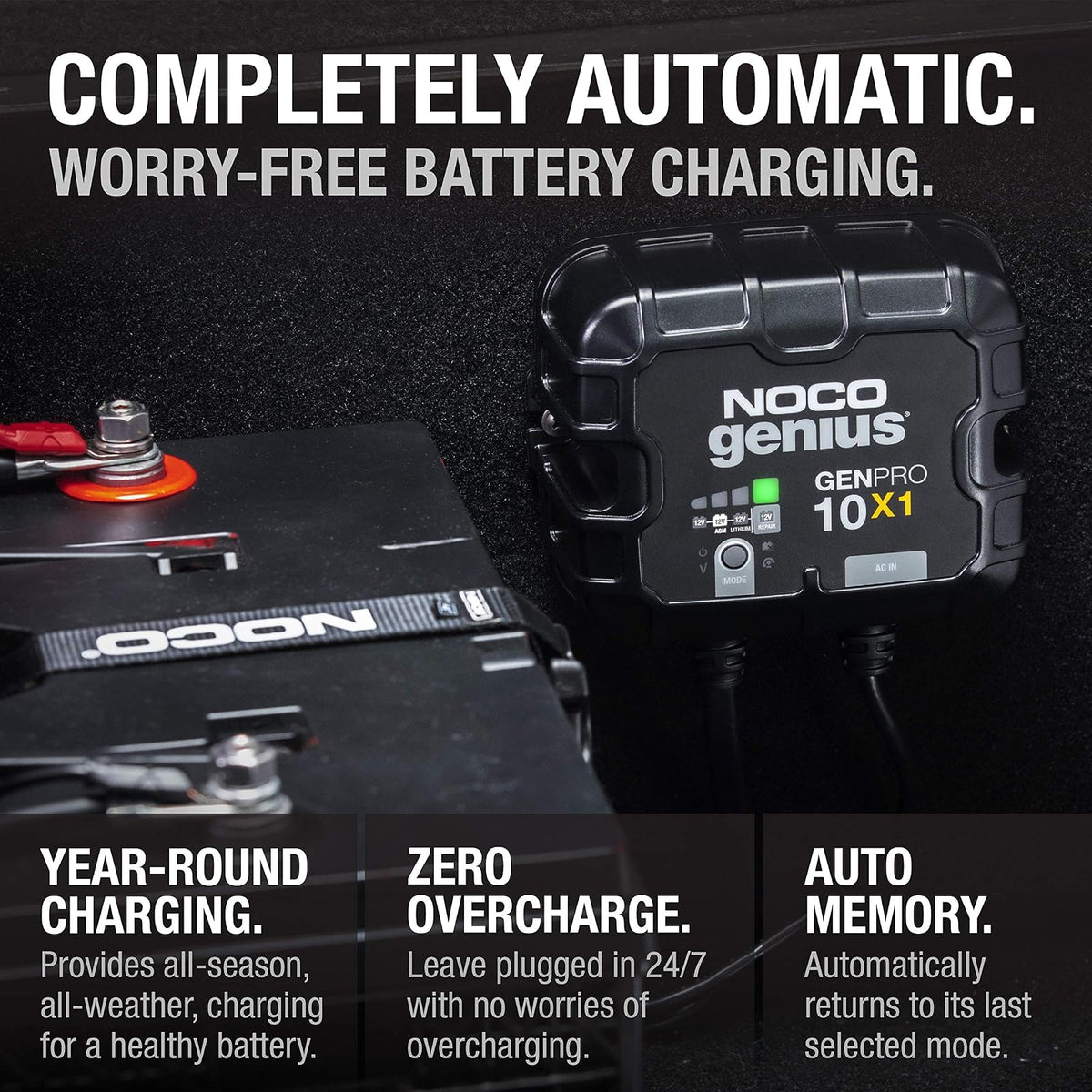 NOCO Genius GENPRO10X1 Cargador de Batería Marino Inteligente de 1 Banco, 10 A, 12 V
