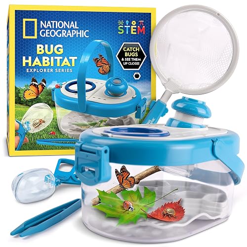 Blue Marble National Geographic Kit de Receptor de Insectos Hábitat | 12.9 cm x 22.9 cm x 13.8 cm, para niños, con visor ampliado, receptor de insectos, pinzas, guía de aprendizaje