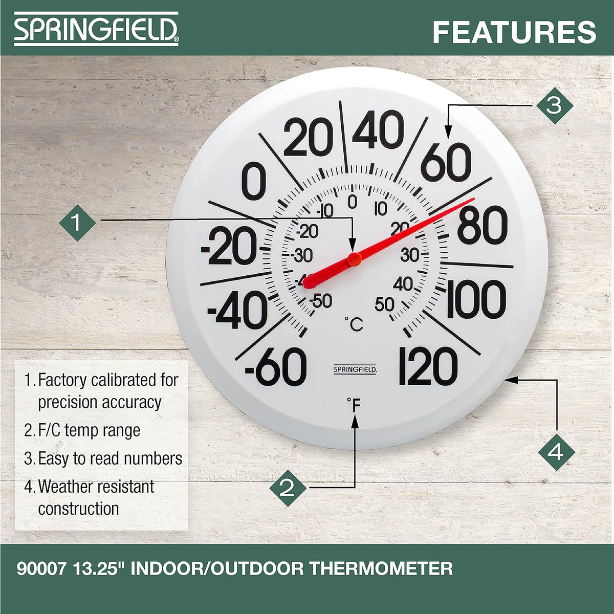 Springfield Big and Bold Outdoor Thermometer (13.25-Inch)