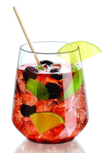 Borgonovo Contea Stemless - Juego De 6 Vasos De Vidrio De 490 Ml. Vaso Transparente de Cristal para Restaurantes, Fiestas, Bodas, Para Agua, Té, Helado, Cerveza, Jugo, Coctél, Limonada Set de 6 piezas