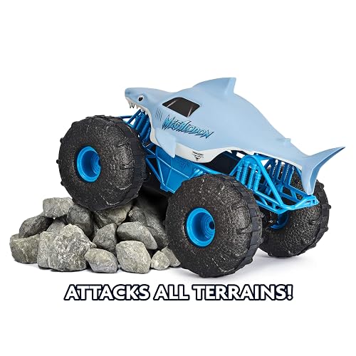 Monster Jam, camión monstruo todoterreno Megalodon STORM oficial por control remoto, a escala 1:15