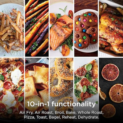 Ninja Foodi Horno Freidora de Aire XL 10 Funciones 1800W DT201 | Surround Convection 10x más Potente | 10 Funciones | 2 Niveles Simultáneos | Acero Inoxidable