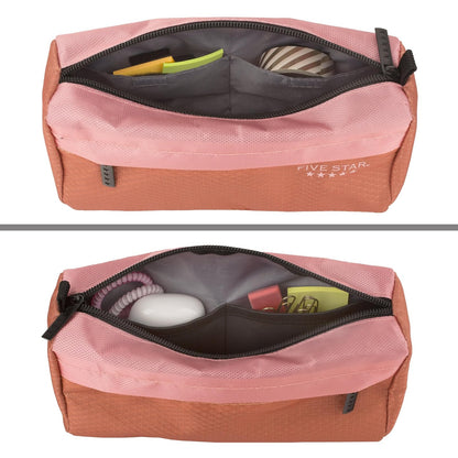 Five Star - Estuche para lápices, estuche para bolígrafos, bolsa con cierre de 9 bolsillos, organizador de almacenamiento para suministros escolares, auriculares, cargadores, cables, maquillaje, rosa