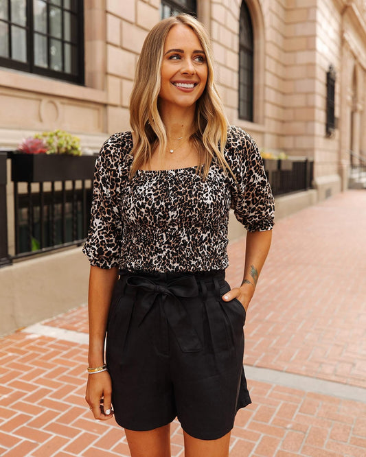The Drop Top Corto Fruncido Para Mujer con Estampado Animal Print por @fashion_jackson