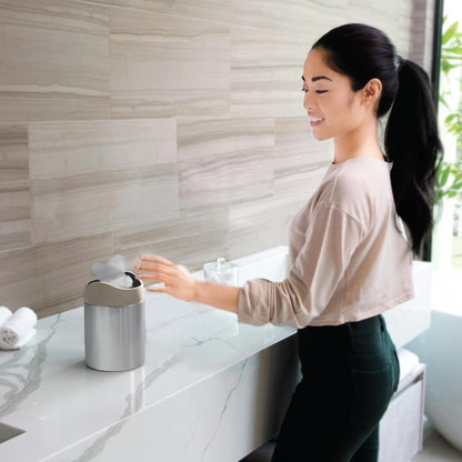 simplehuman bote de basura para mesa de cocina, baño, 1.5L, acero inoxidable, cepillado