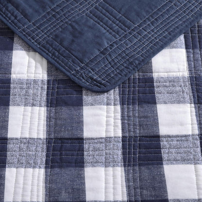 Eddie Bauer- Juego de edredón Queen, Ropa de Cama Reversible de algodón con Fundas a Juego, decoración del hogar para Todas Las Estaciones (Azul a Cuadros, Queen)