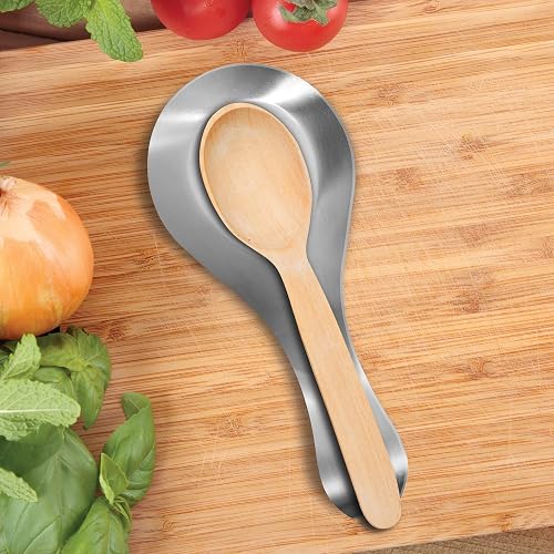 Oggi Descanso de acero para cuchara, Stainless, 8.25 inch by 4.5 inch, 1