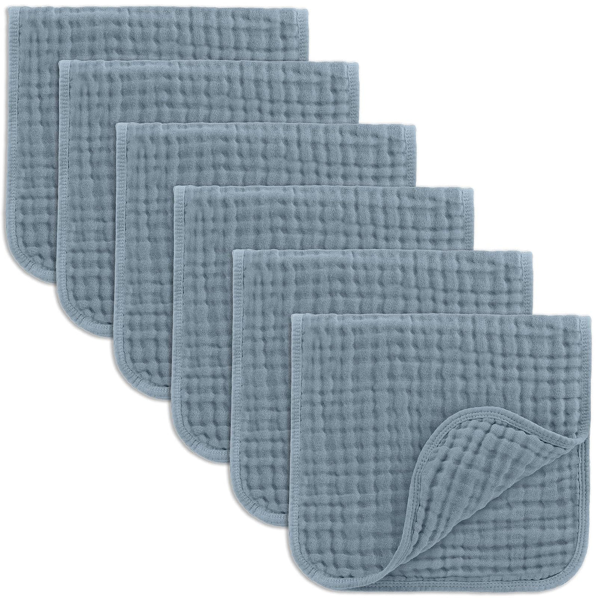 Comfy Cubs Paños de Muselina para Eructar, 100% Algodón, 6 Capas Absorbentes - Azul Pacífico - Paquete de 6 50x25 cm