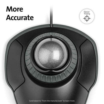 Kensington Orbit Mouse Trackball con Anillo de Desplazamiento (K75327WW), Negro-Gris