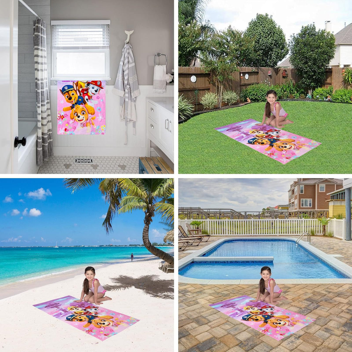 Franco Kids - Toalla de baño de algodón súper Suave para niños, 58 x 28 Pulgadas, Patrulla Canina para niñas