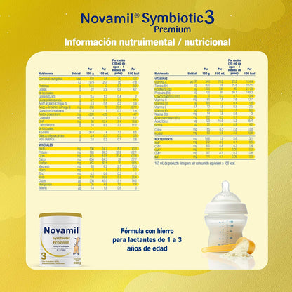 NOVAMIL - Symbiotic Premium Etapa 3, de 1 a 3 años de edad, bote con 800g