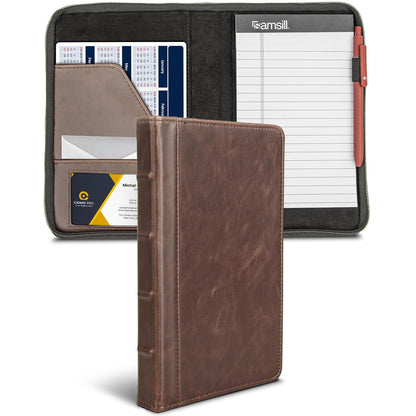 Samsill 70836 - Fólder de tapa dura con cierre de zíper, 21.6 x 27.9 cm, color café oscuro, Café Oscuro, Junior