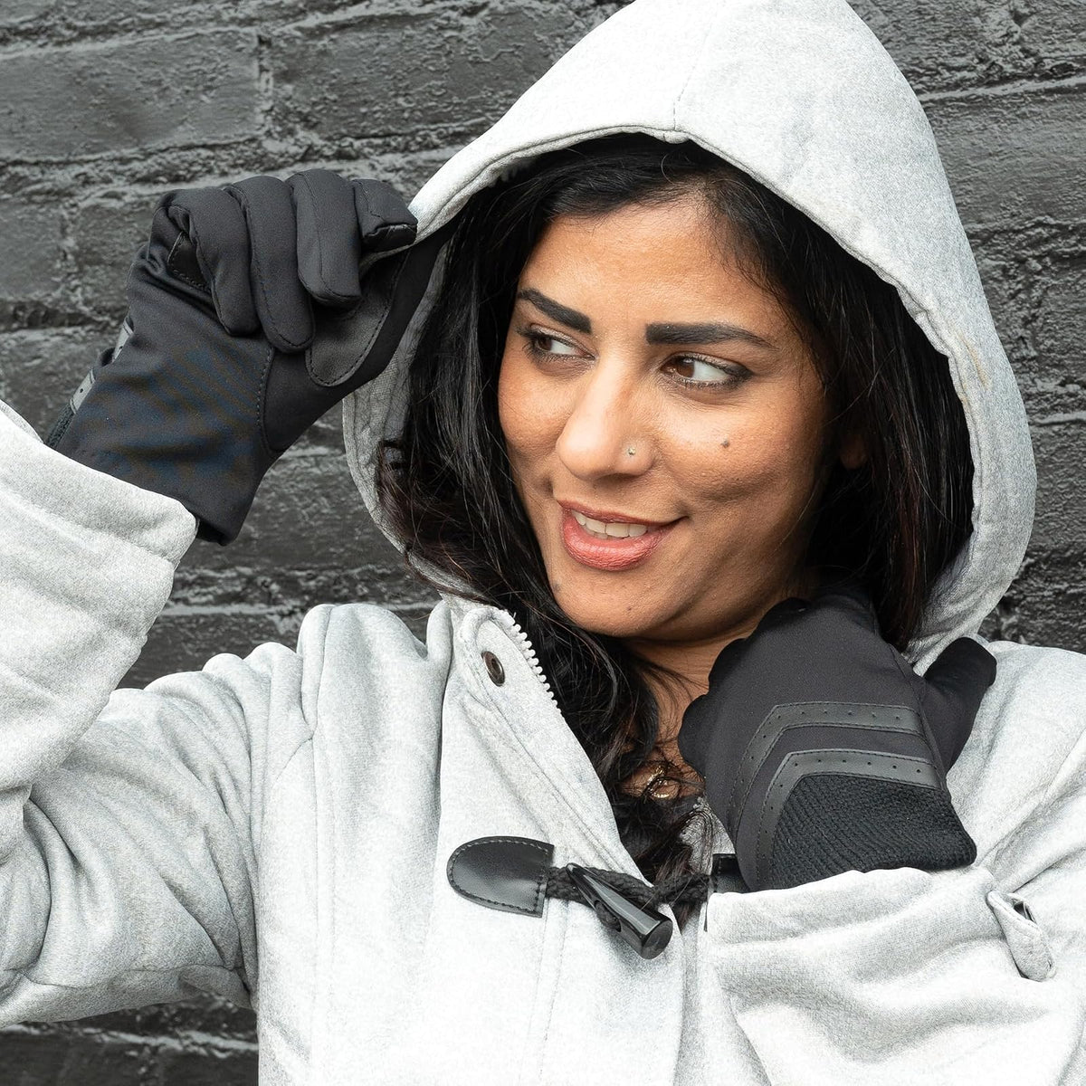 isotoner Spandex corto con inserto de punto acanalado Guantes Mujer