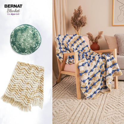 Bernat Blanket Tie Dye-Ish Mossy Hills - 2 paquetes de 10.5 oz/300 g - Poliéster - #6 Super voluminoso - 220 yardas - tela y ganchillo