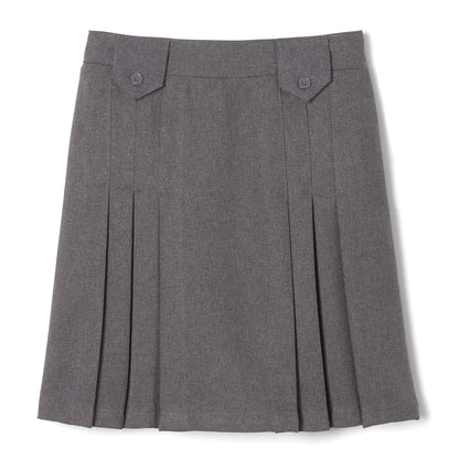 French Toast falda plisada frontal con pestañas para niña - Niñas grandes - 7 - Heather Gray