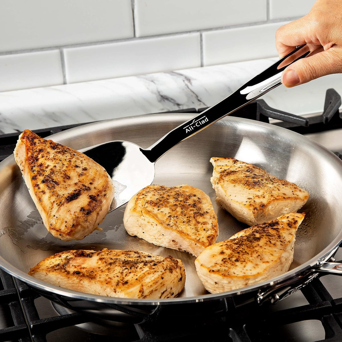 All-Clad Specialty - Utensilios de cocina de acero inoxidable para herramientas de cocina, utensilios de cocina, plata
