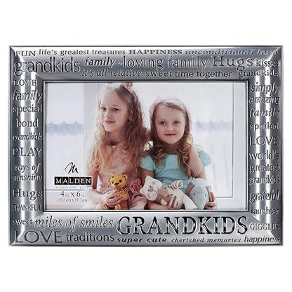 Malden International Designs Modern Pewter Metal Diecast Grandkids Expressions Picture Frame, 4 by 6-Inch
