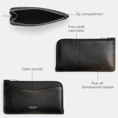 COACH - Funda pequeña con cierre, Negro marrón, One Size