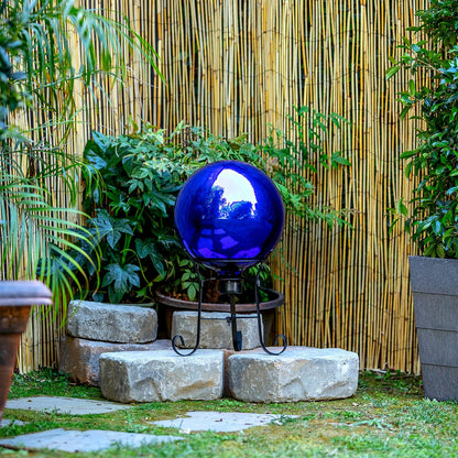 Alpine Corporation Globo de Vidrio Decorativo de 10" de Diámetro para Interior/Exterior, Decoración Festiva para el Jardín, Color Azul