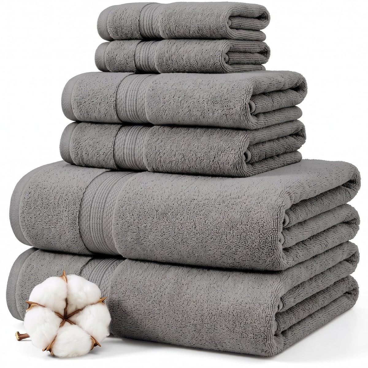Modern Threads - Juego de Toallas de Mezcla de algodón y rayón de bambú - Ultra Suave y Absorbente, Gris - Gris