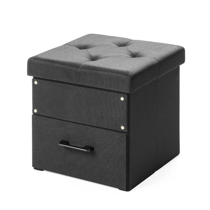 Otto & Ben Stockbox otomano con cajón de Almacenamiento, Taburete Plegable de 15 Pulgadas, Color Negro
