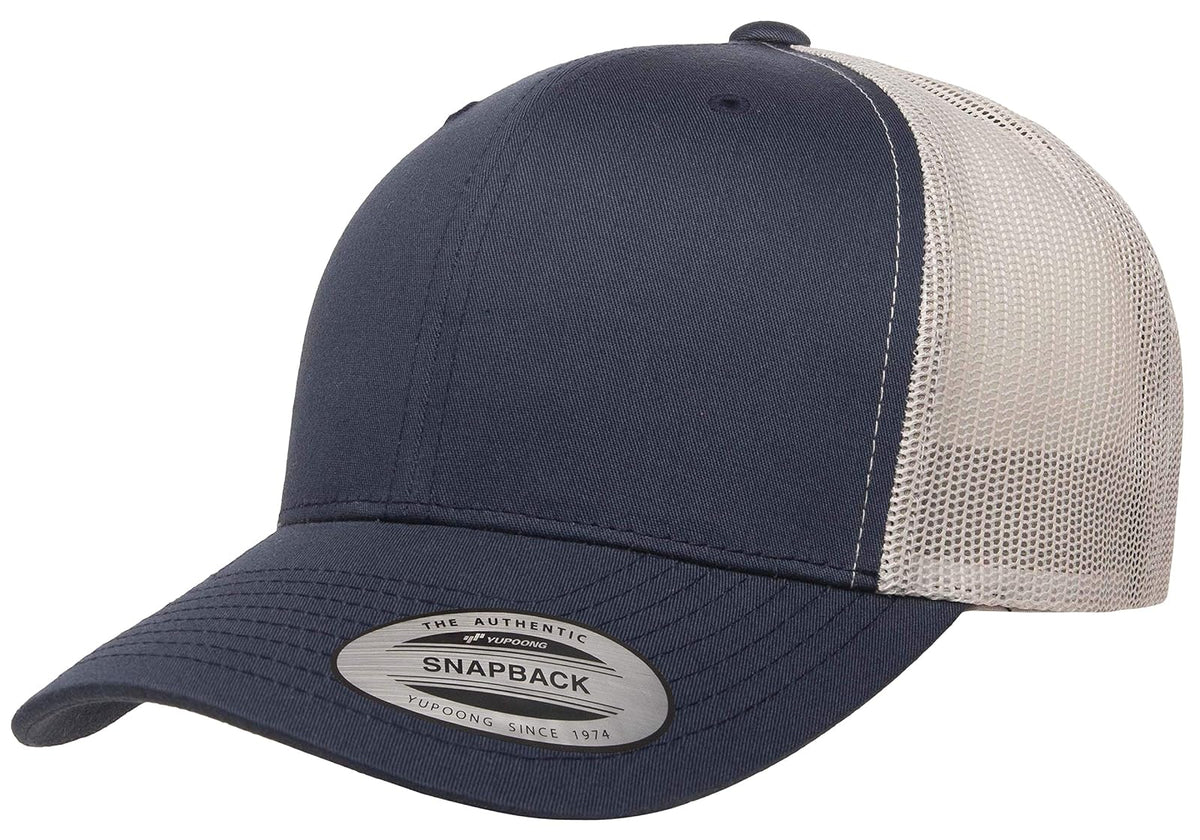 Yupoong Gorra de Camionero Retro. Sombrero para Unisex Adulto - Azul marino - plata - Talla Única