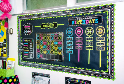 Teacher Created Resources TCR5615 pizarrón con calendario brillante, juego de tablón de anuncios, papel, multi