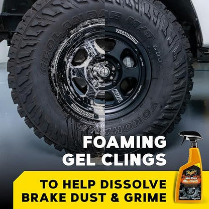 Meguiar's, Hot Rims Limpiador de Rines Negros, G230524, 709ml | Gel espumante profundo especialmente formulado para limpiar eficazmente las ruedas mate, , satinadas y cromadas