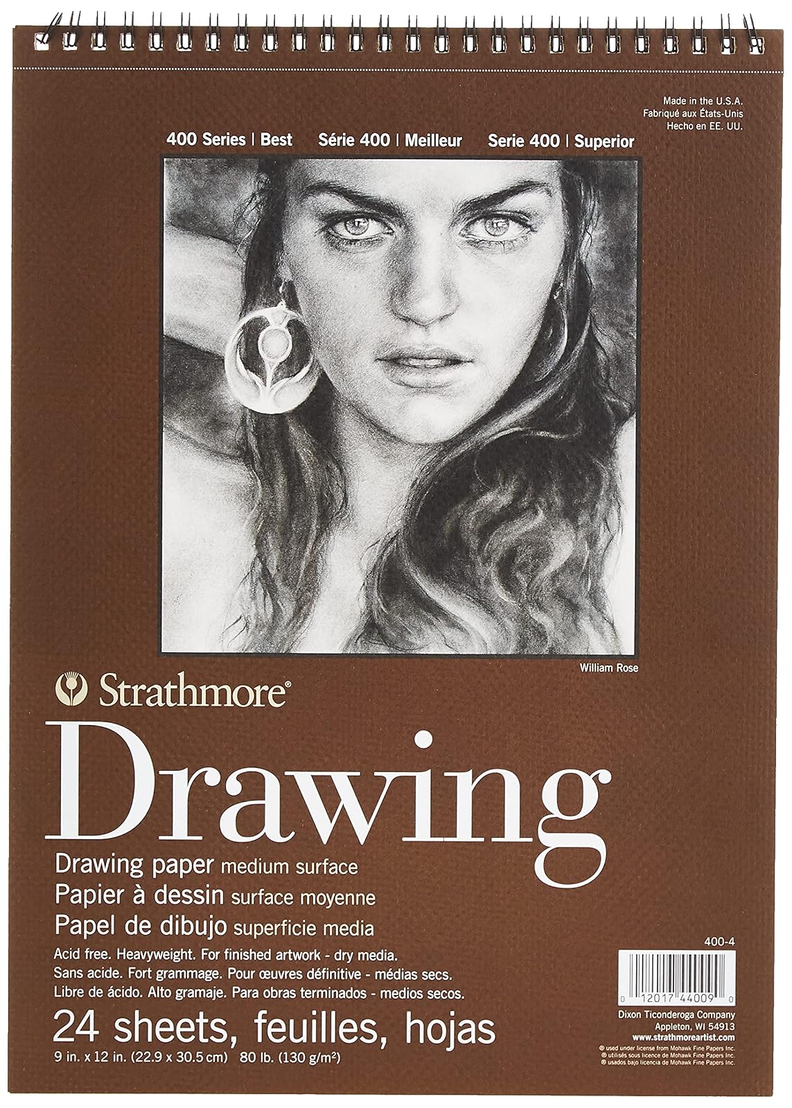 Strathmore Bloc de Papel para Dibujo en Espiral, 80 lb - Marfil - crema - 9" x 12" (23 cm x 30 cm)