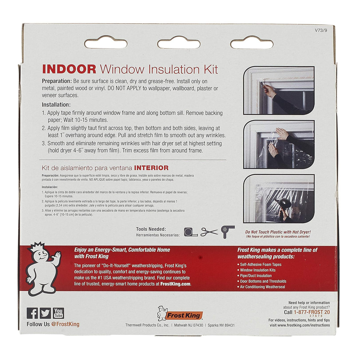 Frost King Kit de aislamiento para ventana, 9-Pack, Transparente