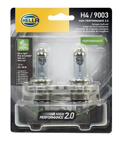 Hella 9003 2.0TB Kit de 2 Focos de Alto Rendimiento H4 2.0, Blanco Azulada