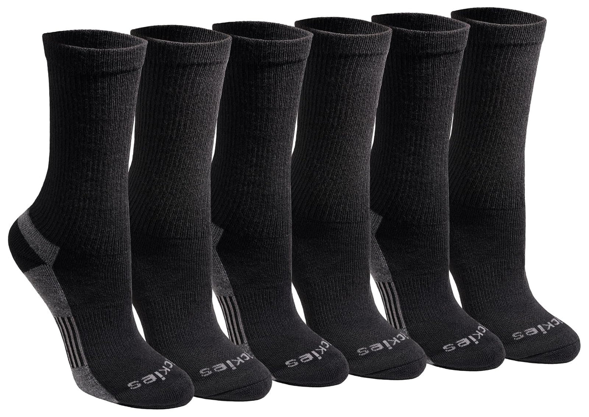 Dickies Dri-Tech Calcetines para Mujer Paquete de 6 - G - Negro Sólido (6 Pares)