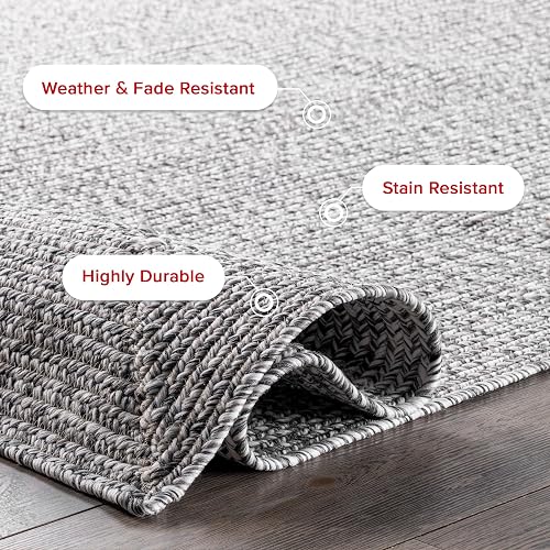 nuLOOM HJFV01C, Alfombra Trenzada para Interiores y Exteriores, Gris Claro/Sal y Pimienta, 61 x 91.4 cm