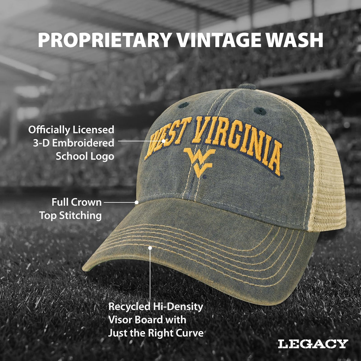Legacy NCAA Officially Licensed Baseball Hat, Lightweight Cap for Men & Women, (OFA), One Size Fits Most, Snapback Closure