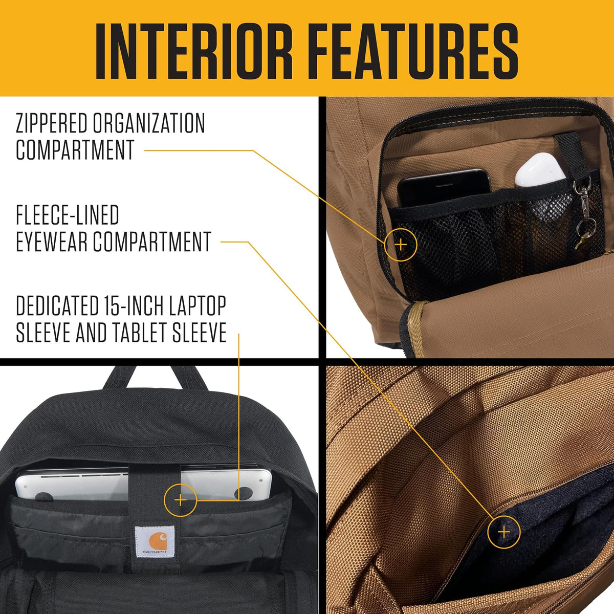 Carhartt - Mochila de 23 litros con un solo compartimento, paquete duradero con funda para portátil y base resistente a la abrasión Duravax, mochila de 23 litros (negro)