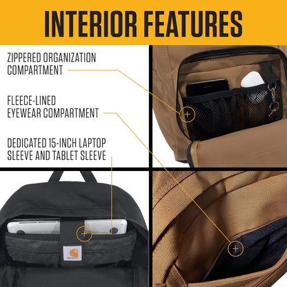Carhartt - Mochila de 23 litros con un solo compartimento, paquete duradero con funda para portátil y base resistente a la abrasión Duravax, mochila de 23 litros (negro)