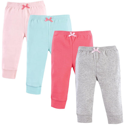 Luvable Friends Paquete de 3 Pantalones con Puño en Cintura y Tobillo, para Bebé - 0-3 Meses - coral aqua - 4