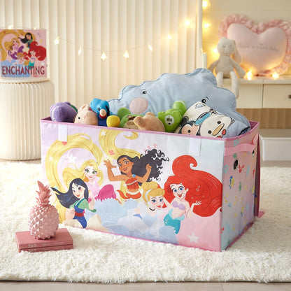 Idea Nuova Disney Princess - Maletero plegable de almacenamiento de juguetes con tapa, 28 pulgadas de ancho x 16 pulgadas de profundidad x 14.5 pulgadas de alto