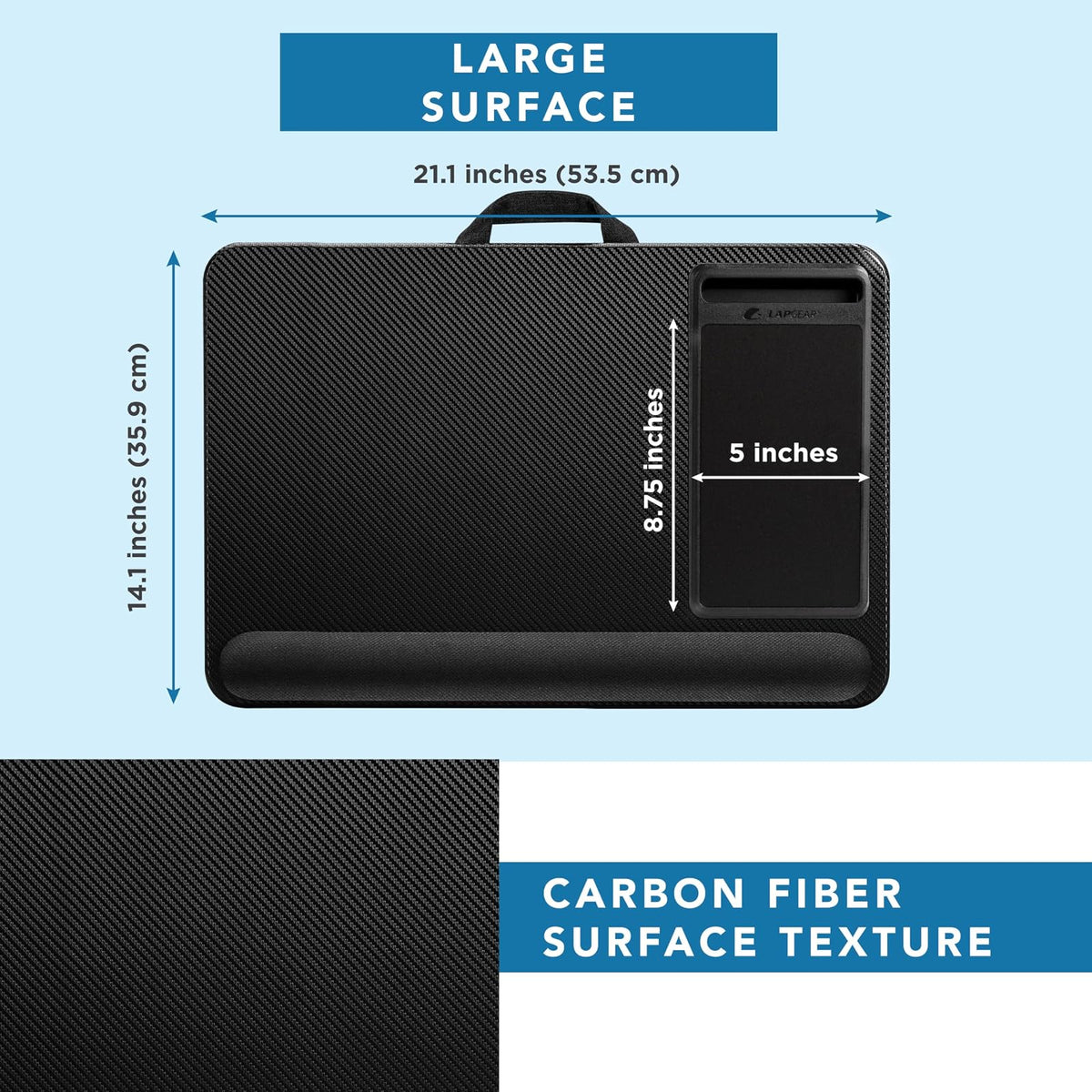 LapGear Home Office Pro - computadora de regazo con reposamuñecas, alfombrilla para mouse y soporte para teléfono, color carbón negro, se adapta a portátiles de hasta 15.6 pulgadas, estilo n.º 91598