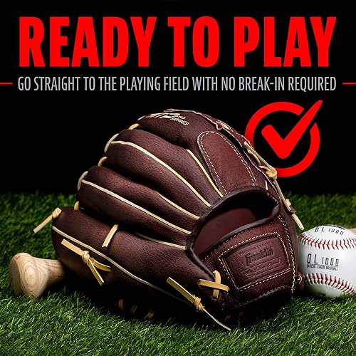 Franklin Sports RTP Pro - Guante de béisbol para Adultos y jóvenes, Derecho, Color Camel