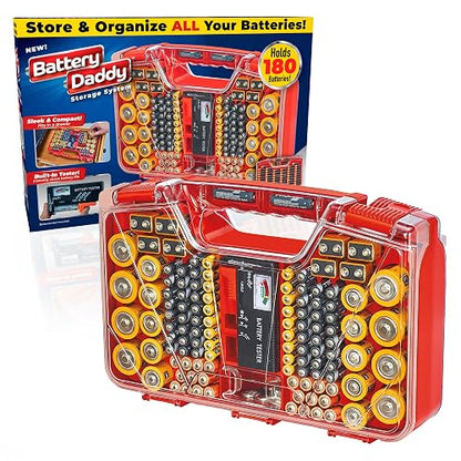 Ontel Battery Daddy 180 organizador de baterías y estuche de almacenamiento con probador, 1 unidad