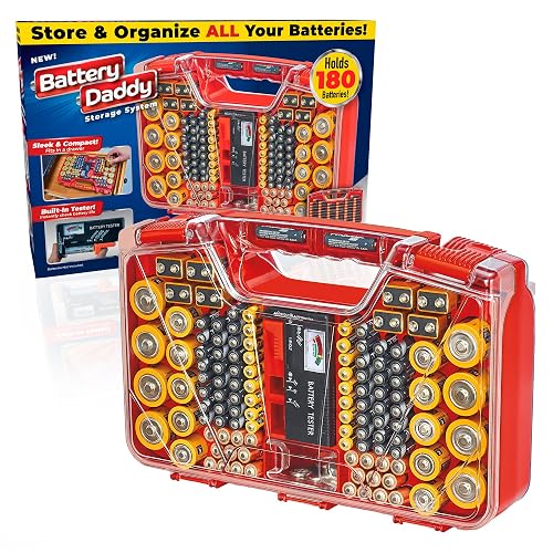 Ontel Battery Daddy 180 organizador de baterías y estuche de almacenamiento con probador, 1 unidad
