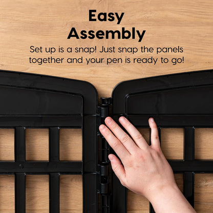 IRIS USA Corral de Ejercicio de 6 Paneles de 61 cm con Puerta, , Mantiene a las Mascotas Seguras, Fácil de Montar y Almacenar, Personalizable, con Patas de Goma Antideslizantes, Negro