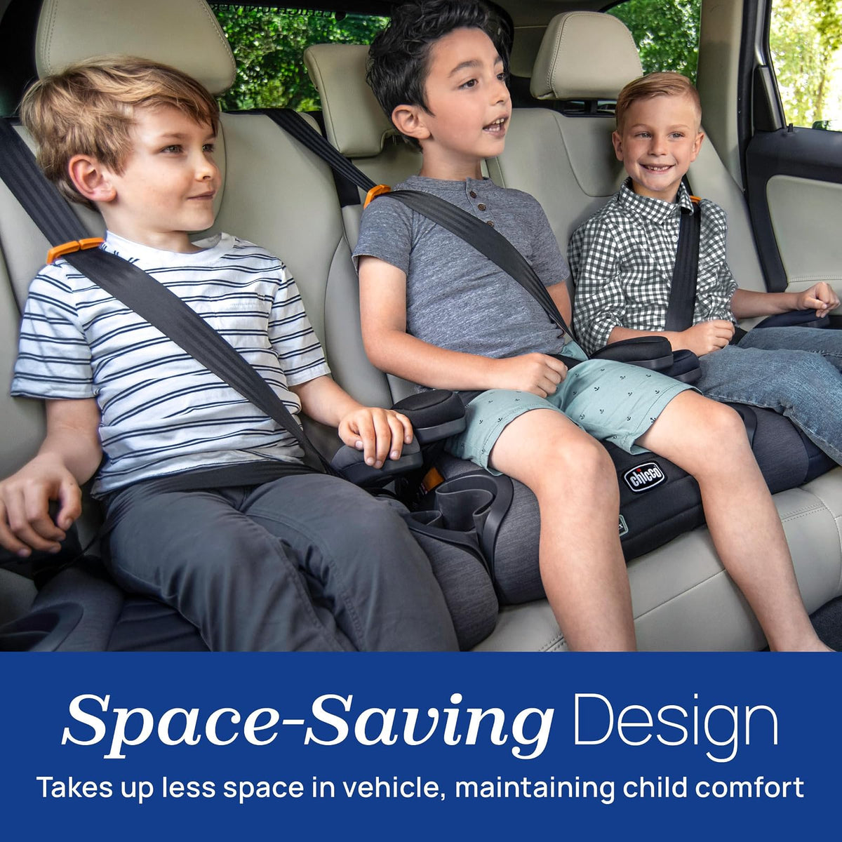 Chicco GoFit® ClearTex® Asiento elevador sin respaldo para automóvil, asiento elevador de viaje para automóvil, asiento elevador portátil de automóvil para niños de al menos 4 años y 40-100 libras | Sombra/Negro