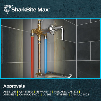 SharkBite Adaptador hembra de latón de 3/4 x 3/4 pulgadas, Push-fit para tubería PEX, cobre, CPVC, PE-RT, HDPE, UR088A