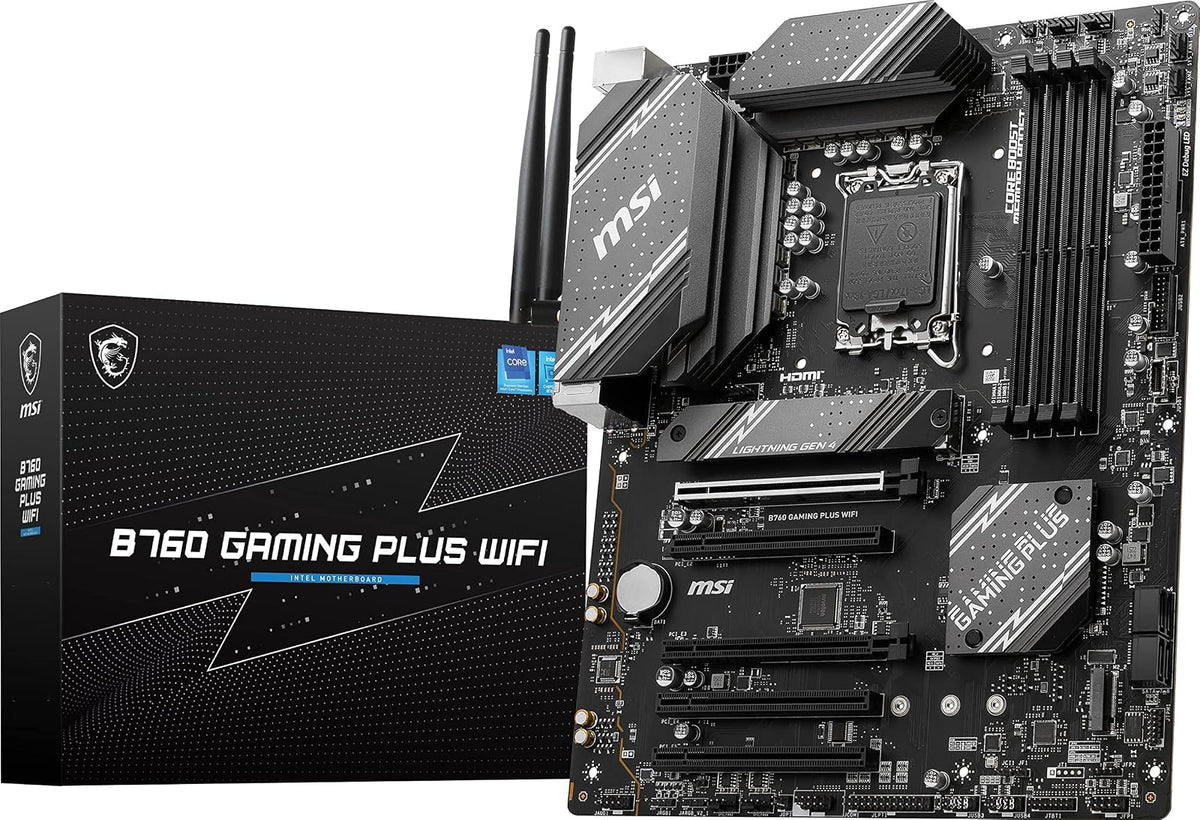 MSI B760 Gaming Plus - Placa Base WiFi para Juegos (soporta procesadores Intel de 12ª/13ª generación, LGA 1700, DDR5, PCIe 4.0, M.2, LAN de 2.5 Gbps, USB 3.2 Gen2, Wi-Fi 6E, ATX)