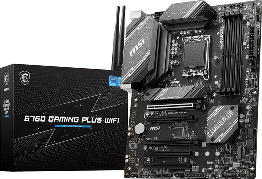 MSI B760 Gaming Plus - Placa Base WiFi para Juegos (soporta procesadores Intel de 12ª/13ª generación, LGA 1700, DDR5, PCIe 4.0, M.2, LAN de 2.5 Gbps, USB 3.2 Gen2, Wi-Fi 6E, ATX)